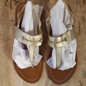 Kate Spade Metallic Gold Slingback Thong Sandals Size 9.5